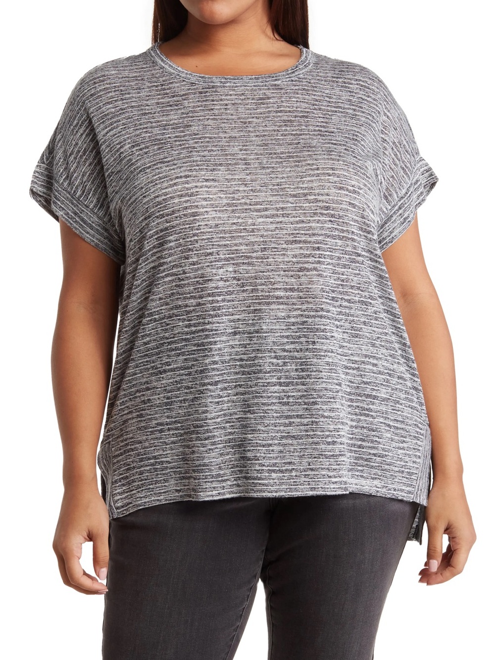 Bobeau Dolman Sleeve Split-Hem Sweater